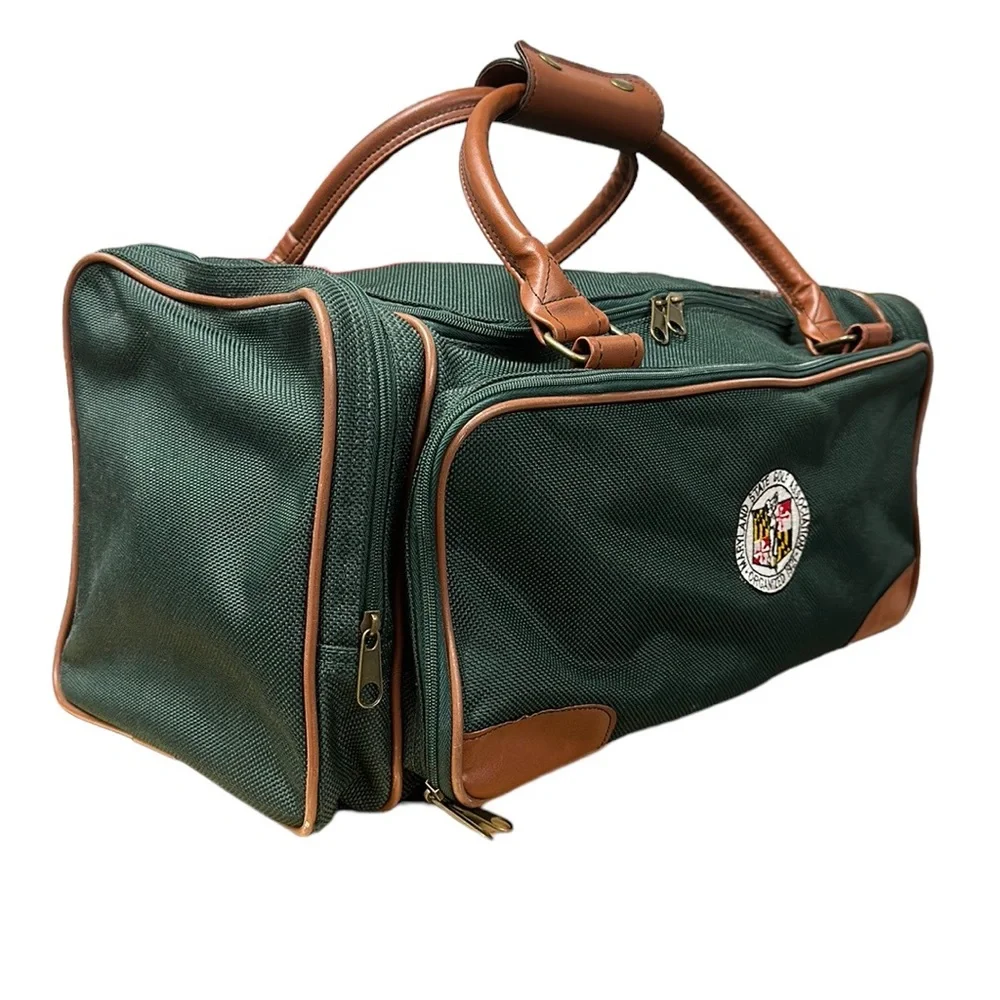 Rare Maryland State Golf Association Green Canvas Locker Room Duffle Bag Luggage